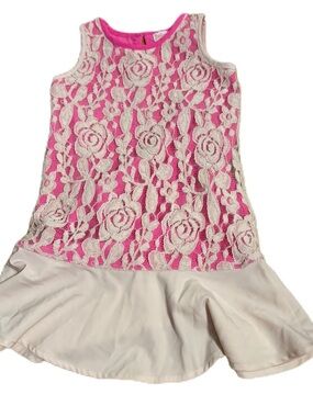 Ted Baker Pink Cream Lace Overlay Formal Dress Peplum Sz 6